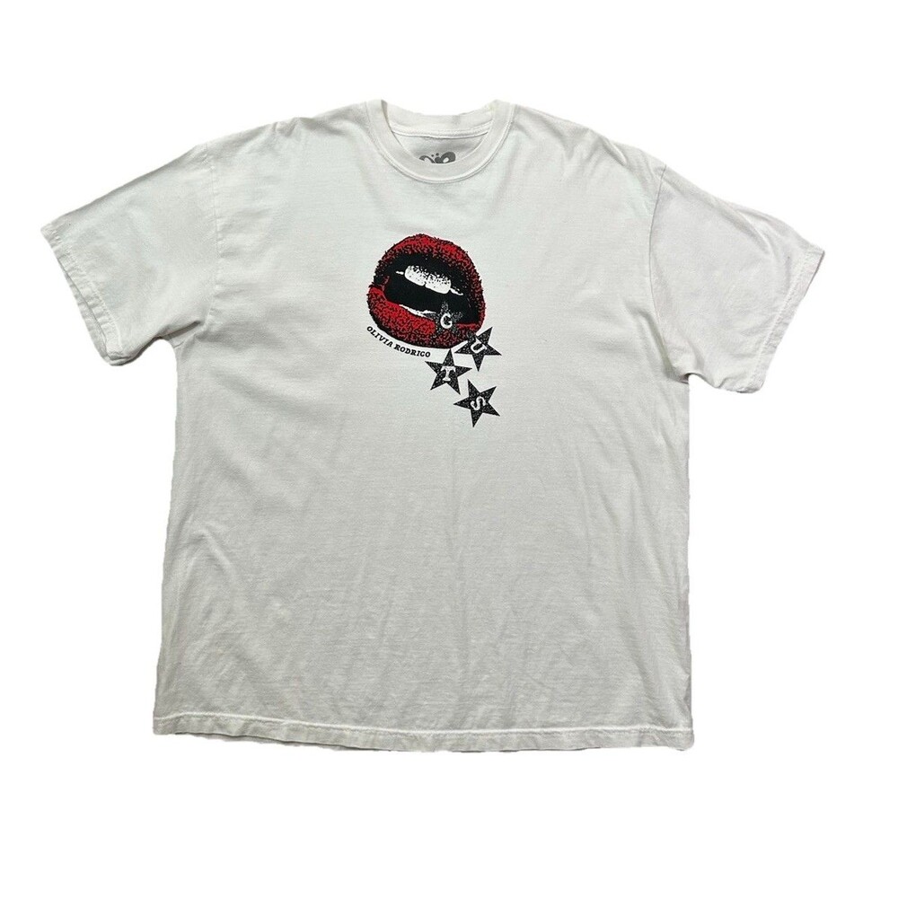 Olivia Rodrigo GUTS Tour Amex Exclusive Lip T-Shirt White Size XXL 2XL Concert